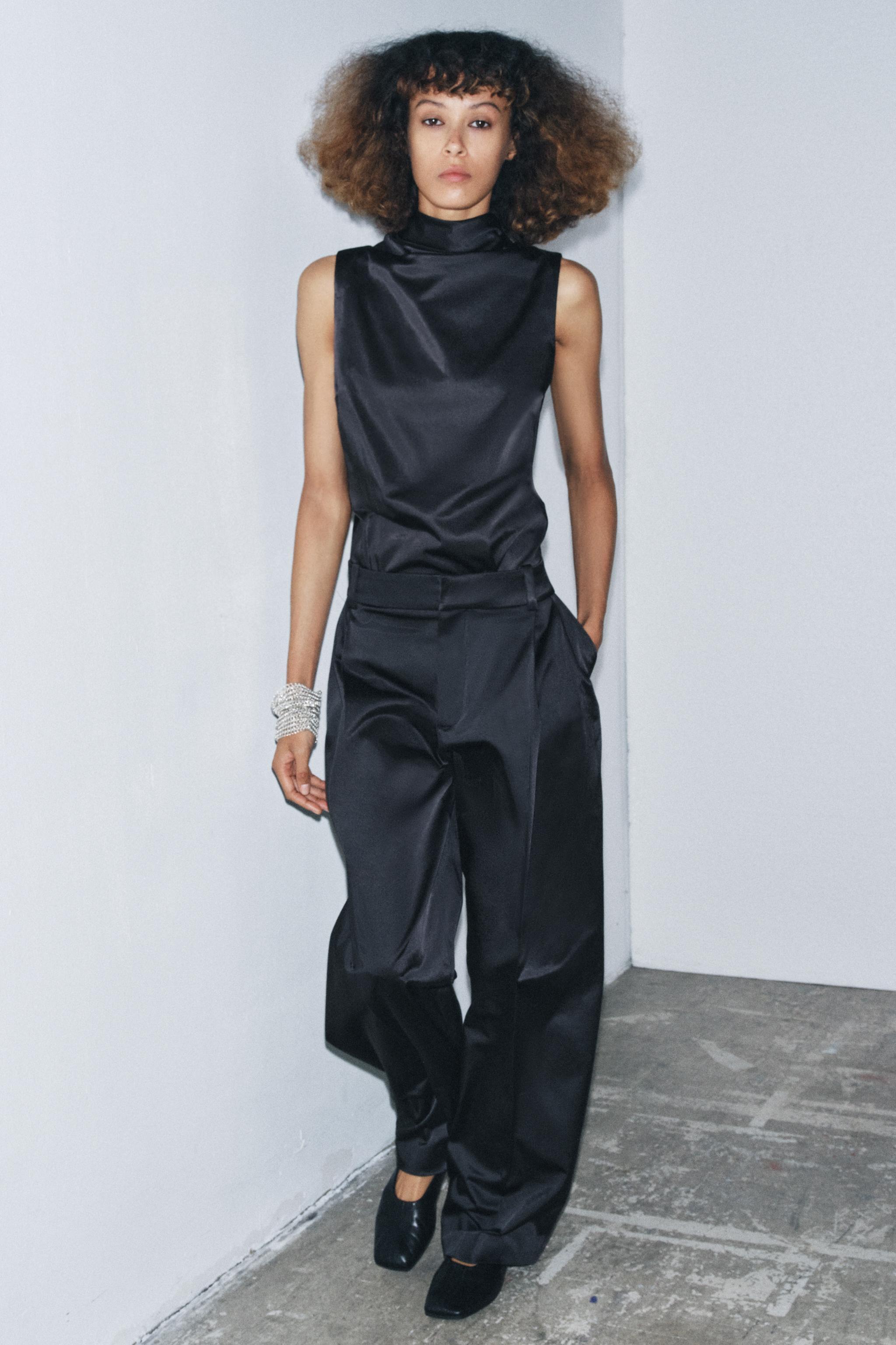 SATIN PLEATED PANTS ZW COLLECTION